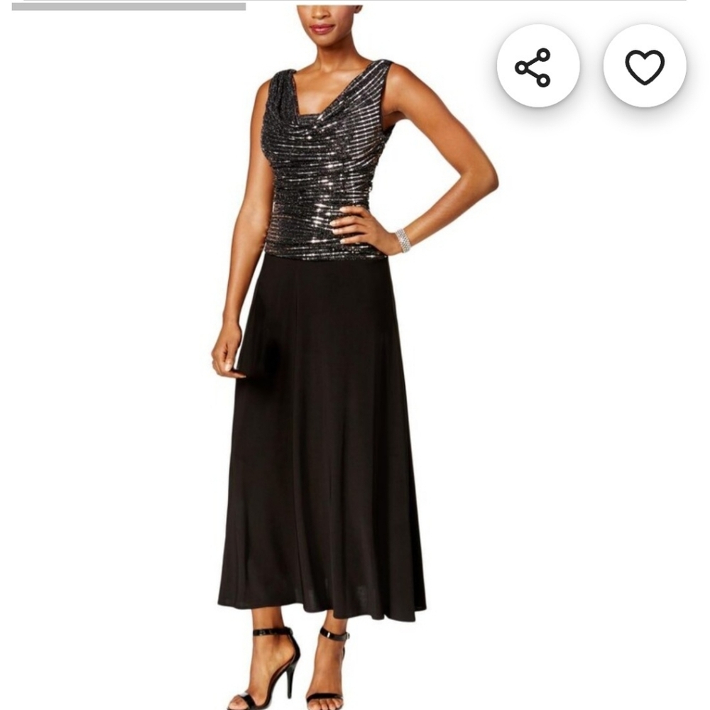 Evening Gown, Silver and Black, 8P